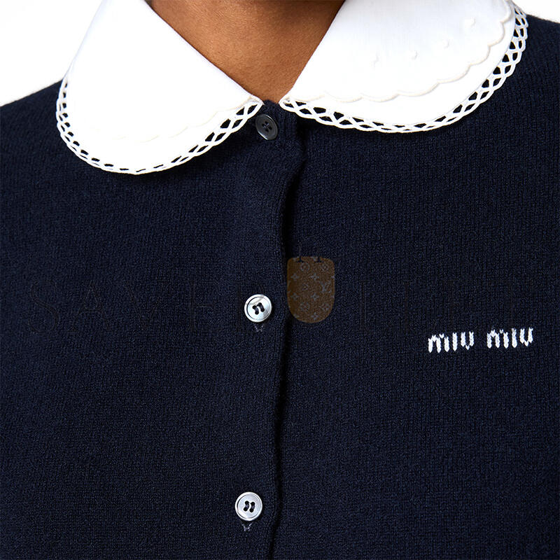 M1v M1v cashmere cardigan with embroidered poplin collar mmf01s